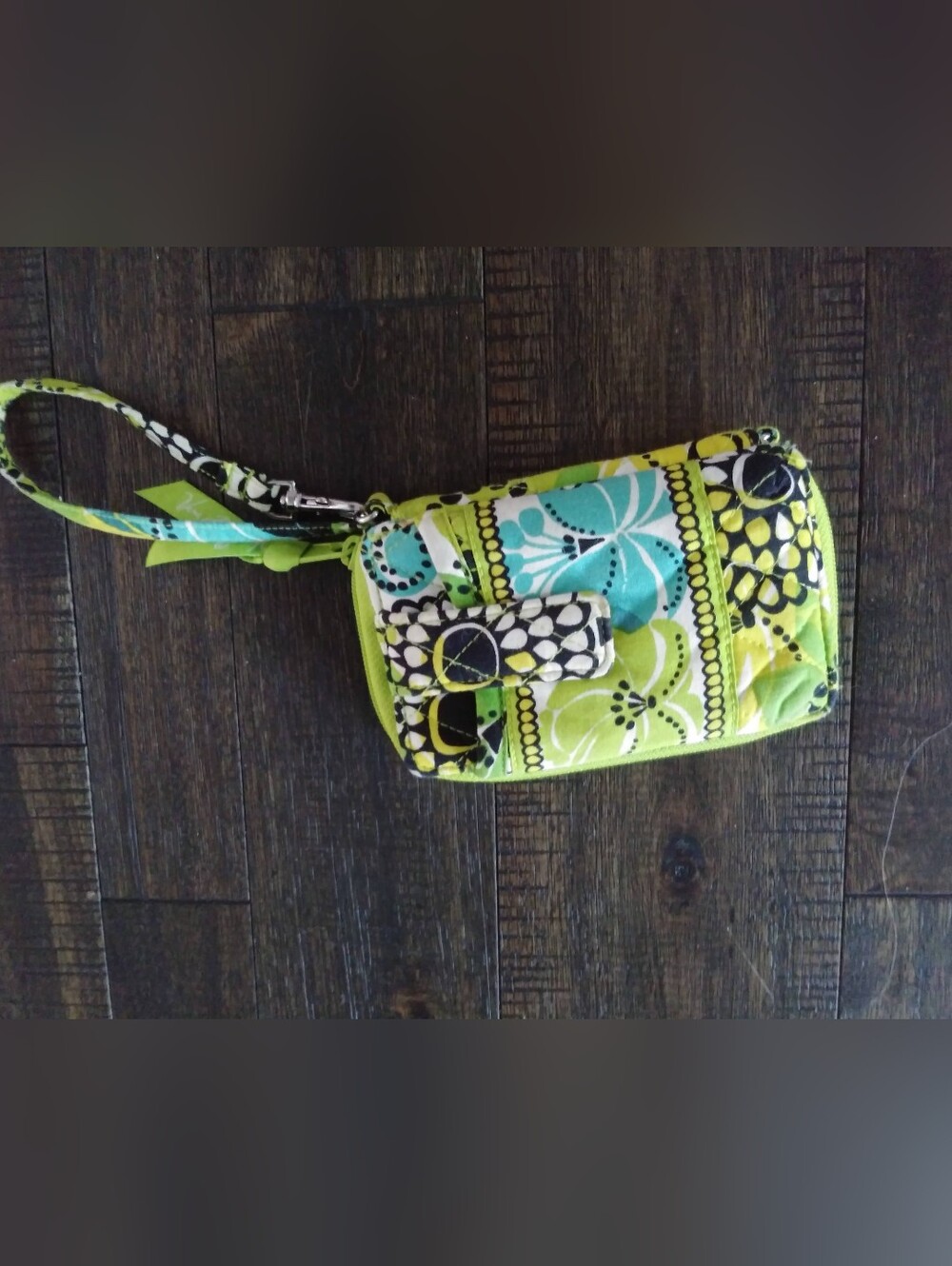 Vera Bradley Green & Teal Quilted Floral Wristlet
